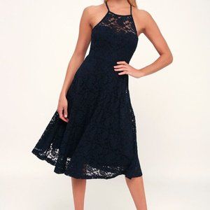 My Kingdom Navy Blue Lace Midi Dress (size small)(worn twice)